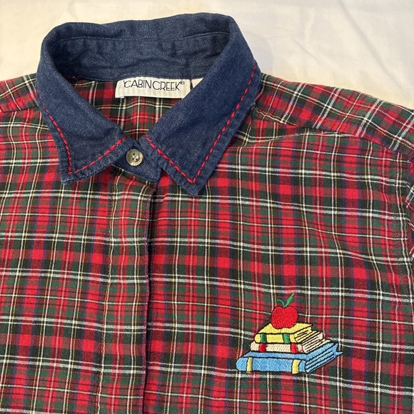Cabin Creek Tops - Cabin Creek Button Up Shirt Women's Small School Teacher Core Embroidered Plaid
